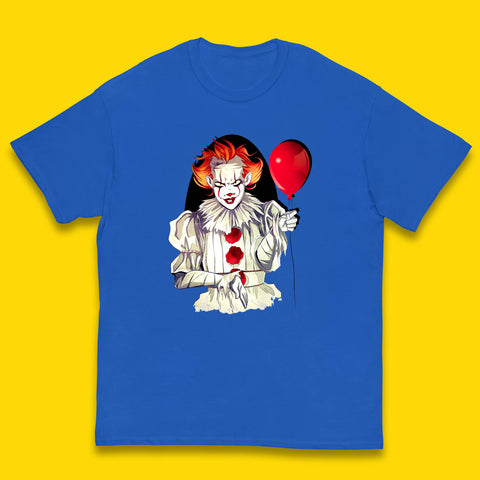 IT Pennywise Clown Holding Balloon Halloween Evil Pennywise Clown Costume Horror Movie Serial Killer Kids T Shirt