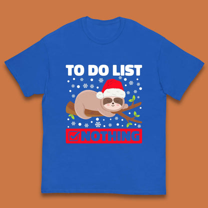 Lazy Sloth To Do List Christmas Kids T-Shirt