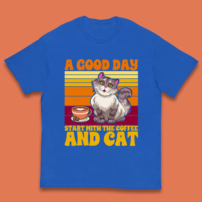 A Good Day Start With The Coffee And Cat Kids T Shirt