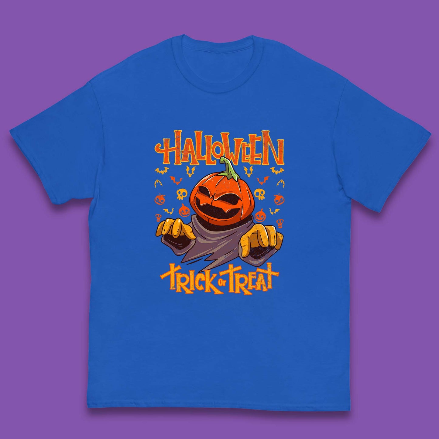 Halloween Trick Or Treat Pumpkin Character Halloween Scary Evil Pumpkin Kids T Shirt