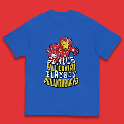 Tony Stark Quote Genius Billionaire Playboy Philanthropist Marvel Avenger Iron Man Superhero Movie Character Kids T Shirt