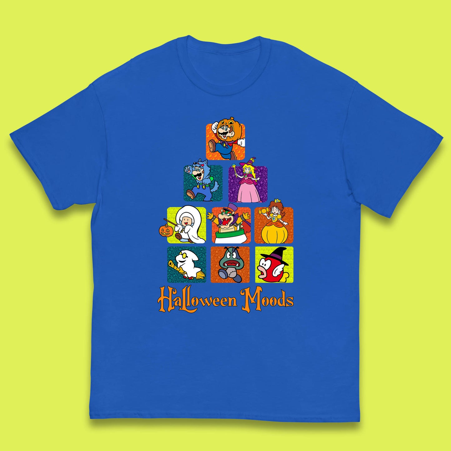 Super Mario Halloween Moods Nintendo Super Mario Game Characters Horror Halloween Spooky Mario Season Kids T Shirt