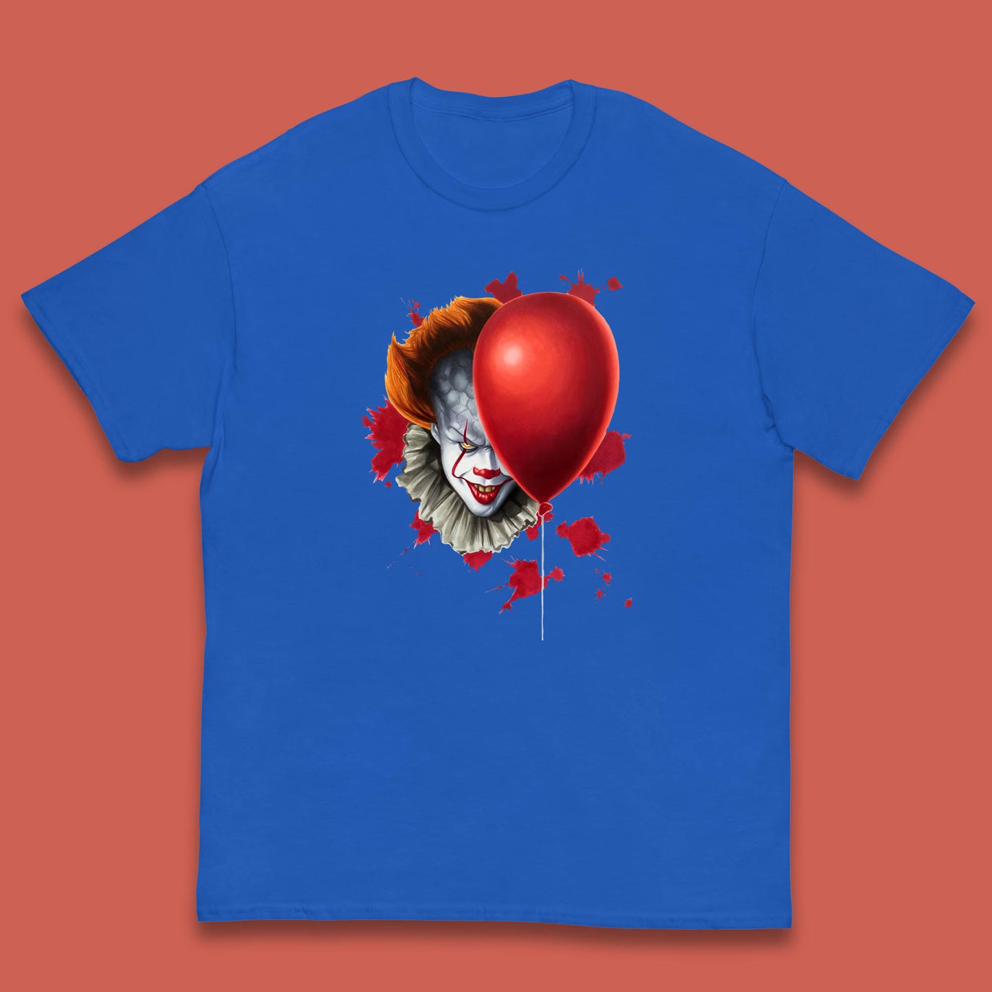 IT Pennywise Clown With Balloon Halloween Evil Clown Costume Horror Movie Serial Killer Kids T Shirt