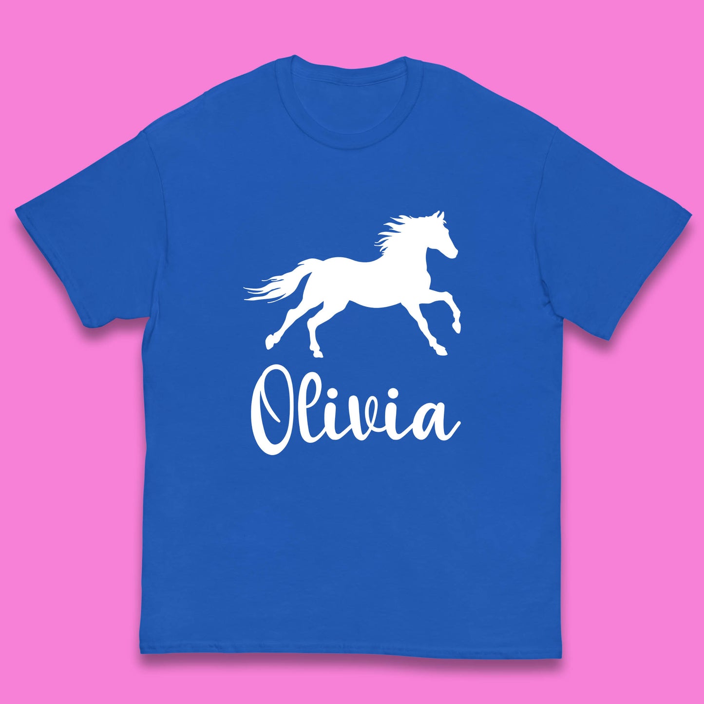 Personalised Running Unicorn Your Name Or Custom Text Horse & Pony Lover Magic Believer Kids T Shirt