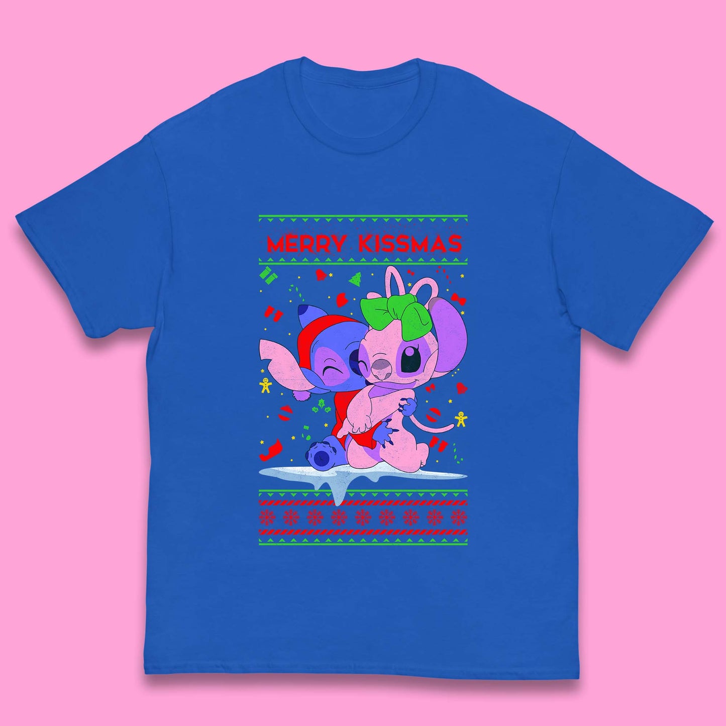 merry kissmas disney stitch and angel t shirt