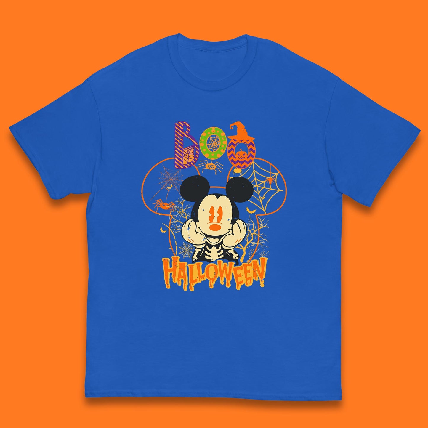 Boo Halloween Mickey Mouse Skeleton Horror Scary Disney Halloween Disneyland Trip Kids T Shirt