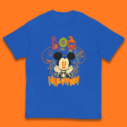 Boo Halloween Mickey Mouse Skeleton Horror Scary Disney Halloween Disneyland Trip Kids T Shirt