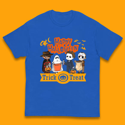 Happy Halloween Trick Or Treat Chibi Horror Movie Characters Killer Kids T Shirt