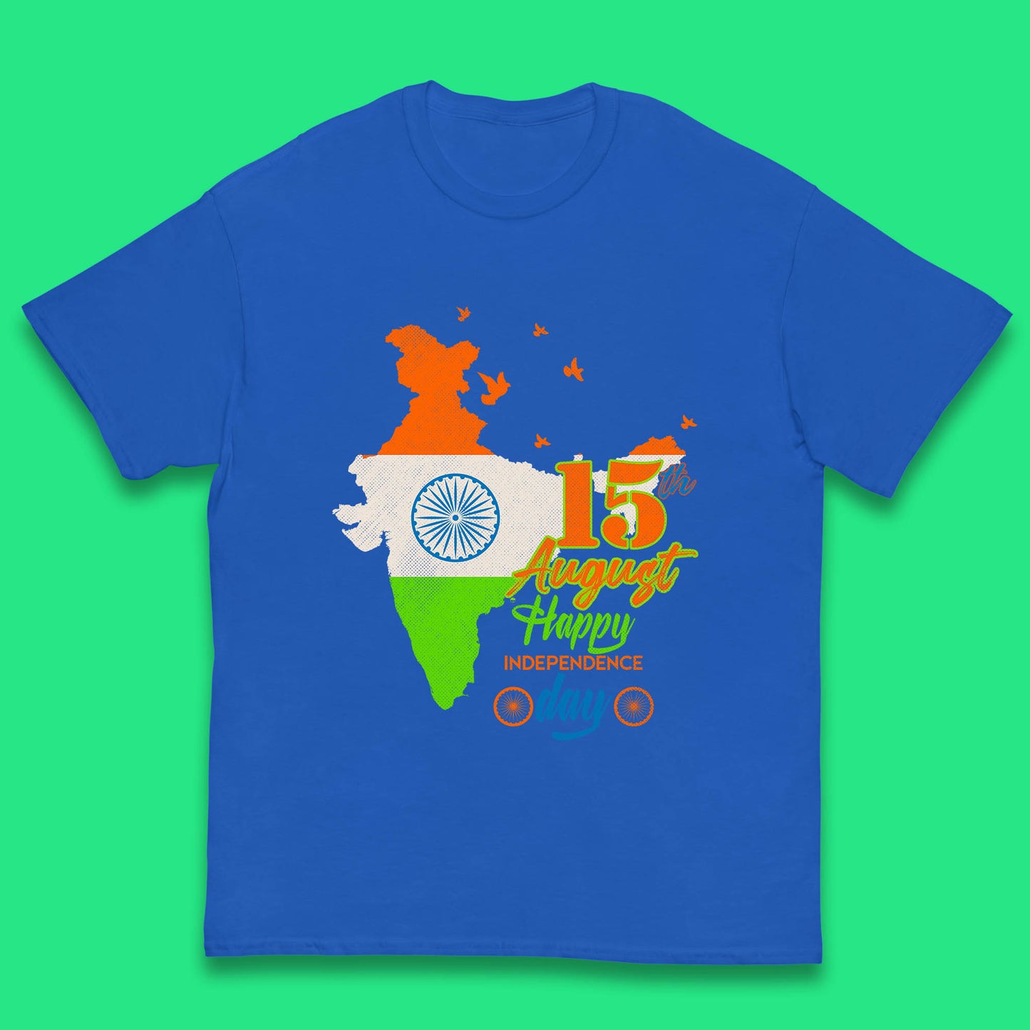 15th August India Happy Independence Day Patriotic Indian Map Flag Kids T Shirt