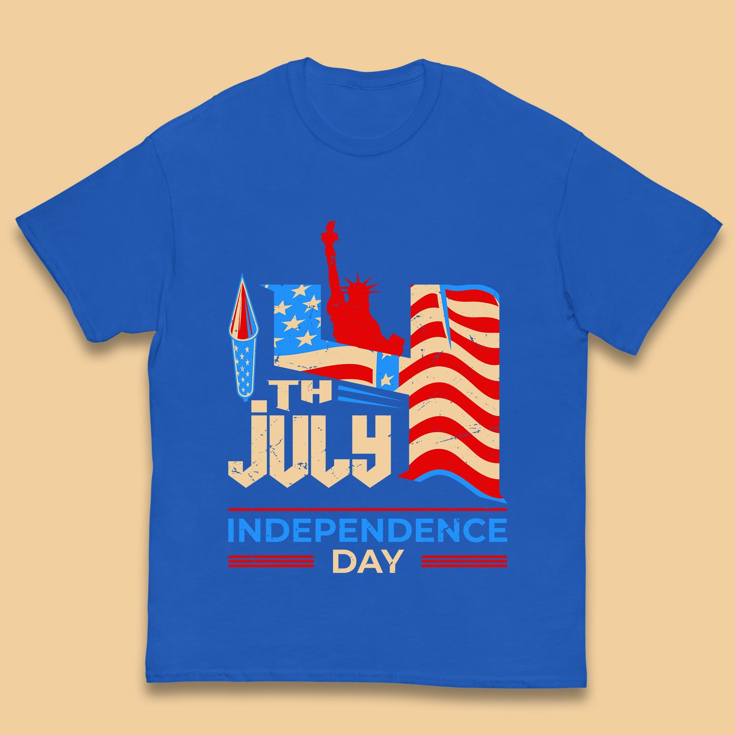 Statue Of Liberty 4th July USA Independence Day Celebration Fireworks Kids T Shirt