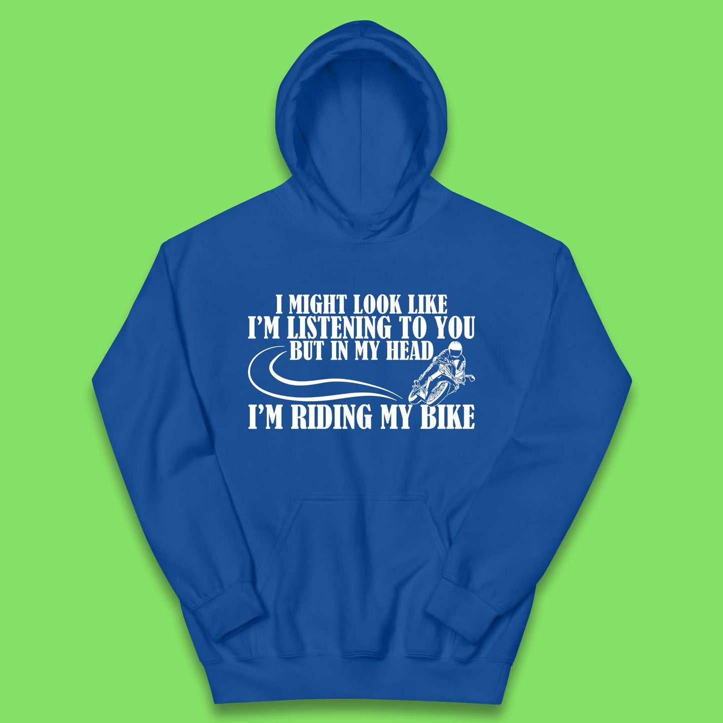 In My Head I'm Riding My Bike Kids Hoodie