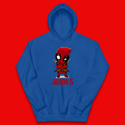 Personalised Chibi Deadpool Fictional Character Your Name & Age Superhero Comic Book Character Deadpool Marvel Comics Kids Hoodie