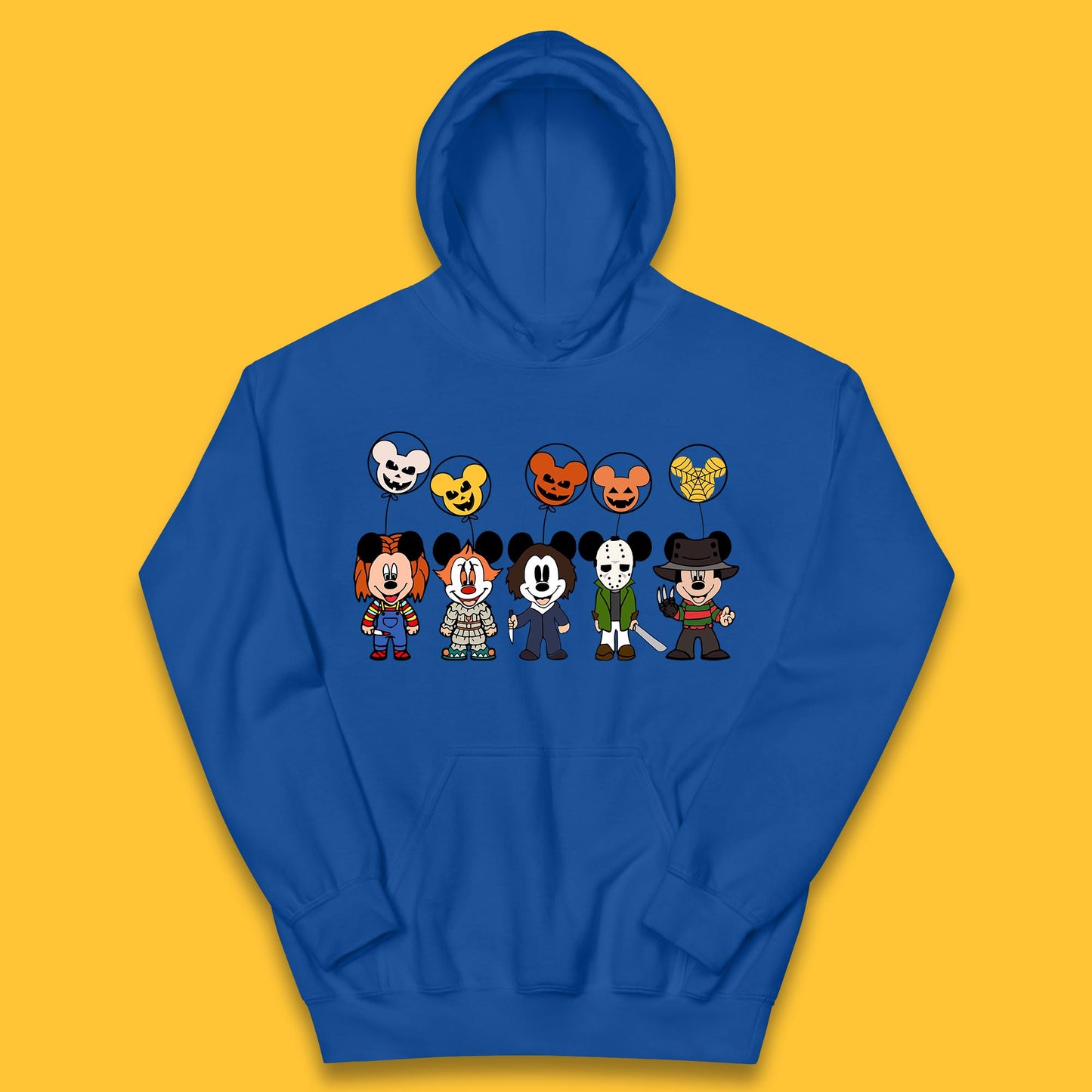 Disney Halloween Friends Horror Movie Characters Mickey Mouse Balloons Kids Hoodie