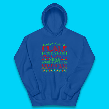 peace on earth christmas quote hoodie