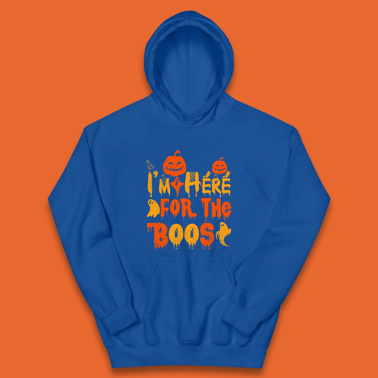 I'm Here For The Boos Halloween Pumpkin Ghost Horror Scary Kids Hoodie