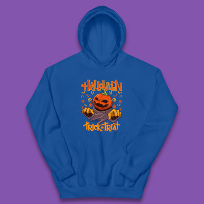 Halloween Trick Or Treat Pumpkin Character Halloween Scary Evil Pumpkin Kids Hoodie