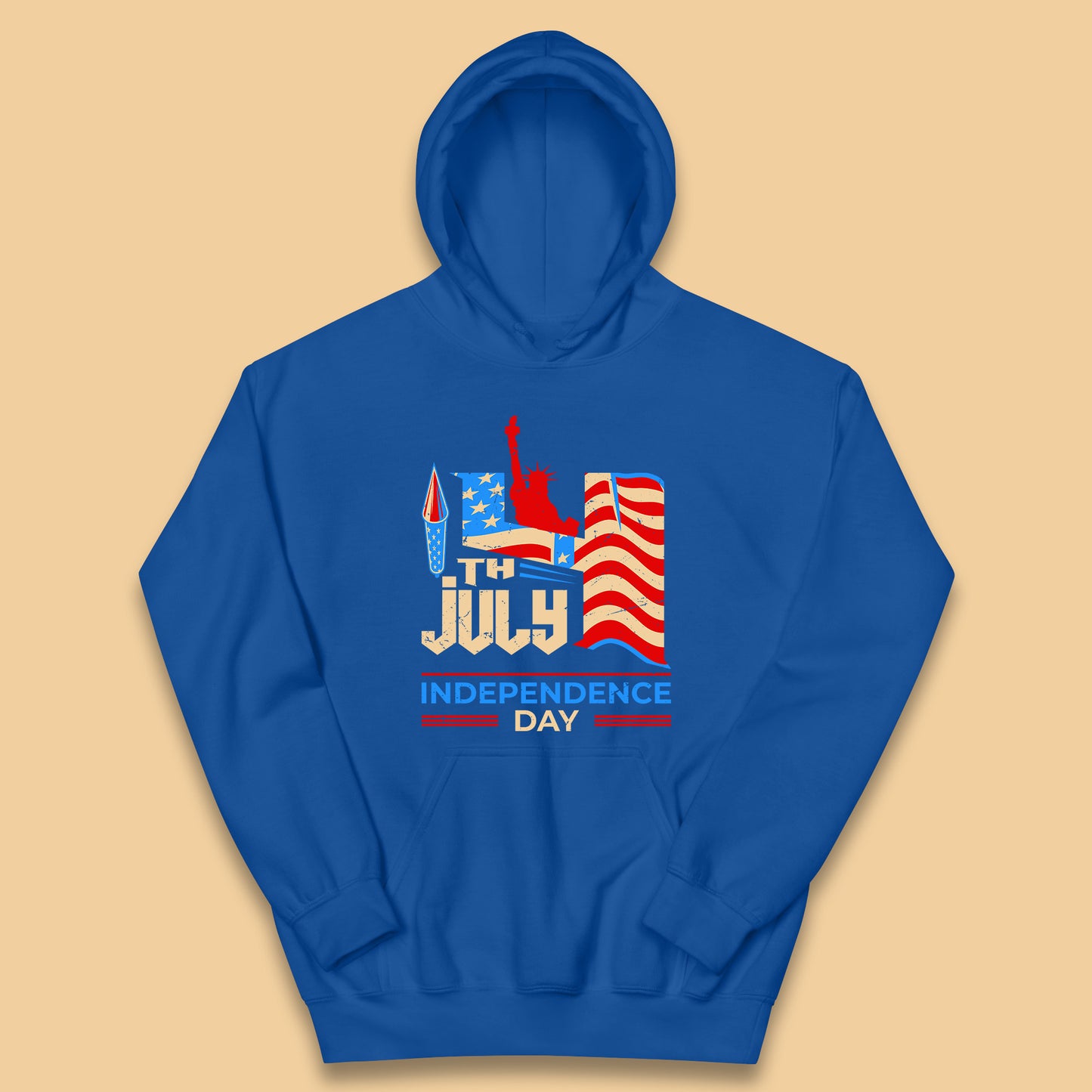 Statue Of Liberty 4th July USA Independence Day Celebration Fireworks Kids Hoodie