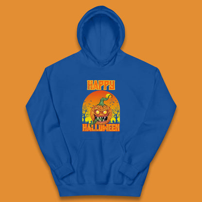 Happy Halloween Zombie Monster Pumpkin Jack-o-lantern Spooky Season Kids Hoodie