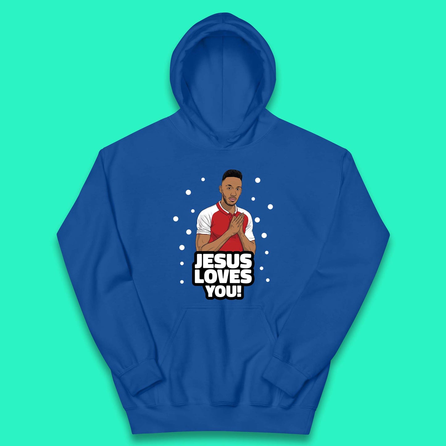 Jesus Loves You Footballer Christmas  Kids Hoodie