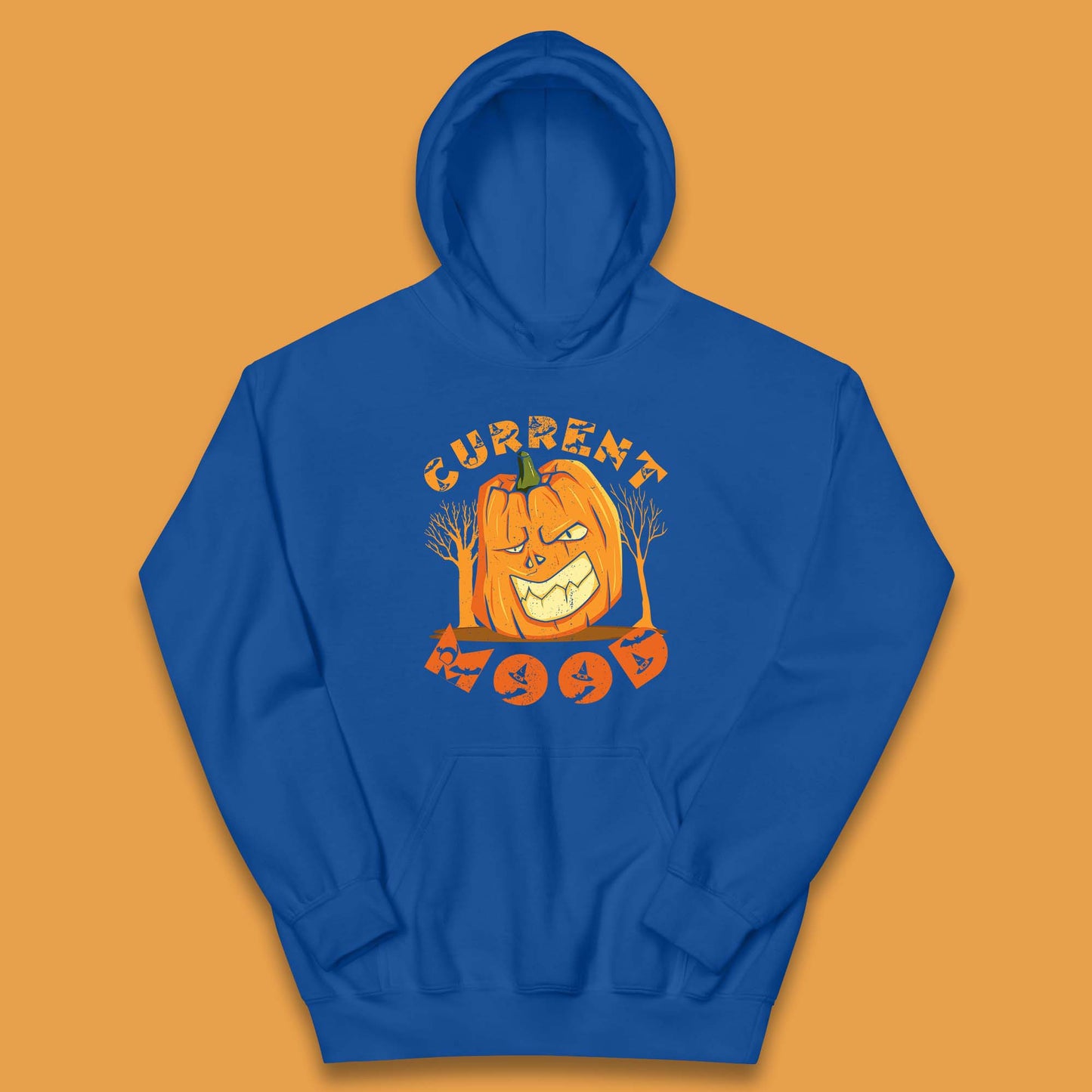 Current Mood Halloween Pumpkin Evil Scary Smile Horror Jack-o-Lantern Kids Hoodie