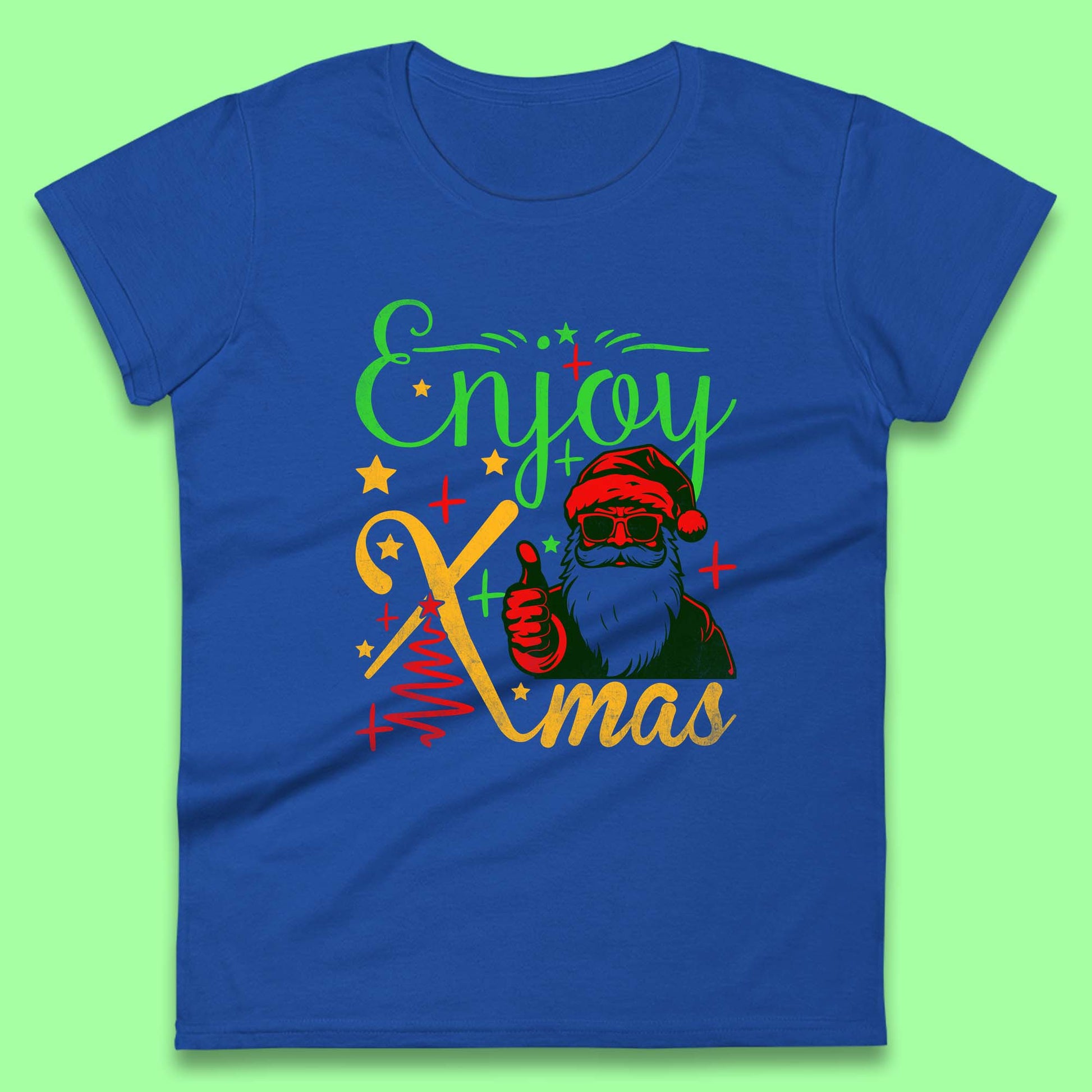 santa claus thumbs up christmas womens t shirt