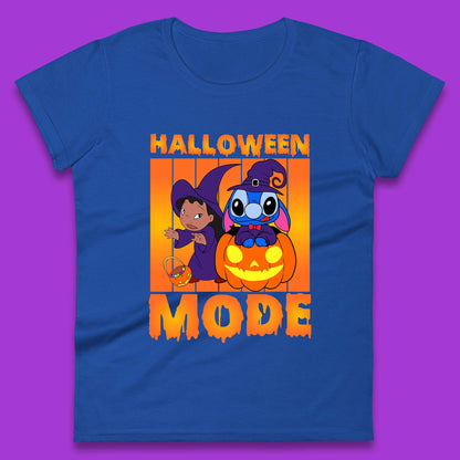 Halloween Mode Disney Lilo & Stitch Halloween Pumpkin Witch Hat Stitch Spooky Disneyland Trip Womens Tee Top