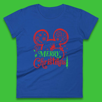 mickey mouse head christmas womens t shirt