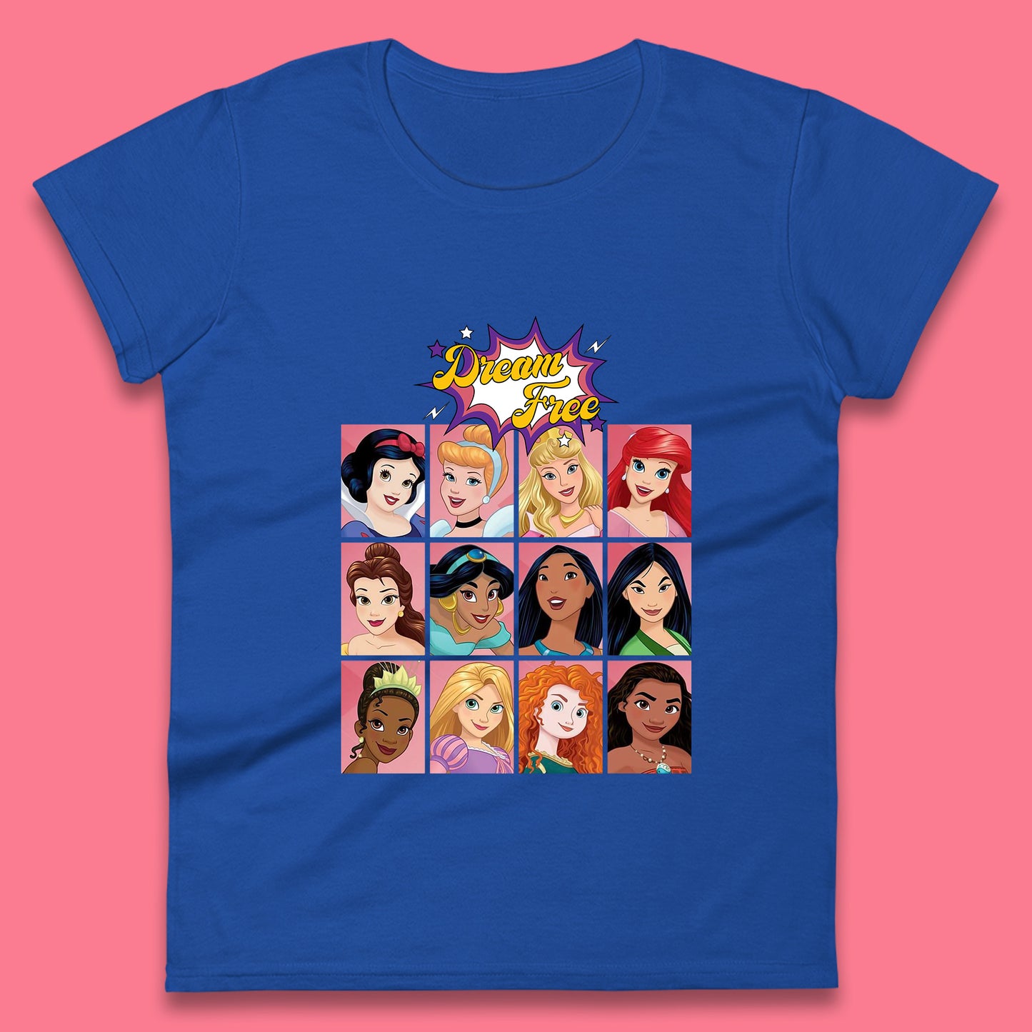 Dream Free Disney Princess Characters Disney Snow White Cinderella Jasmine Disney Princesses Group Disney World Womens Tee Top