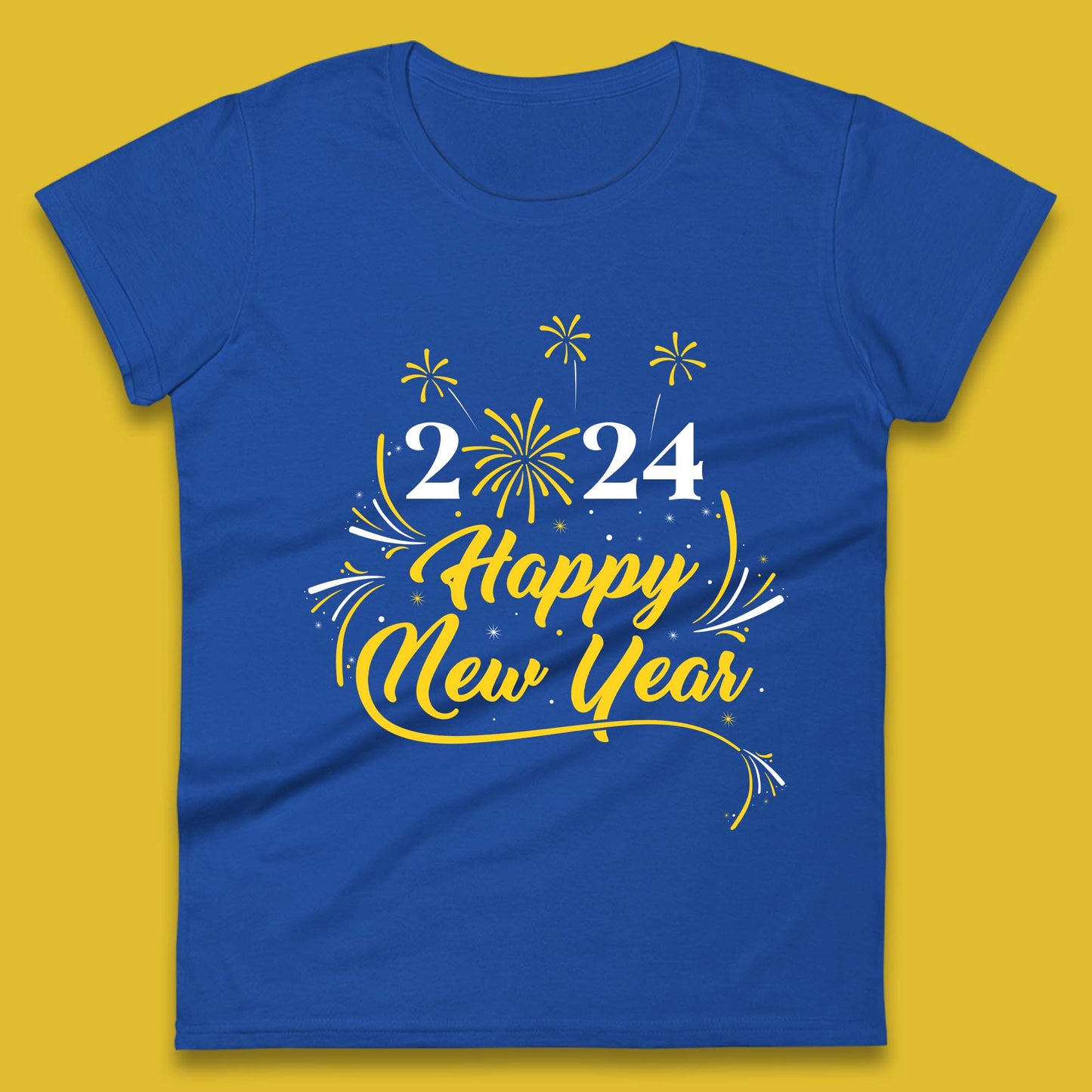 2024 Happy New Year Fireworks Womens T-Shirt