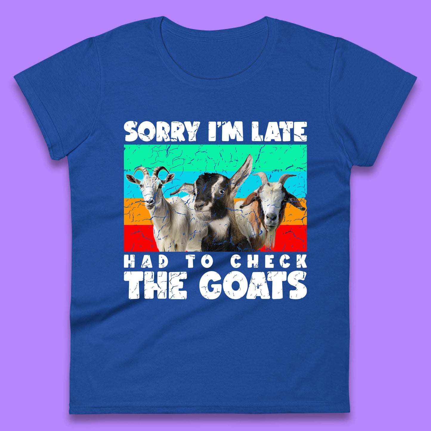 Sorry I'm Late Had To Check The Goats Vintage Goat Lover Farmer Womens Tee Top