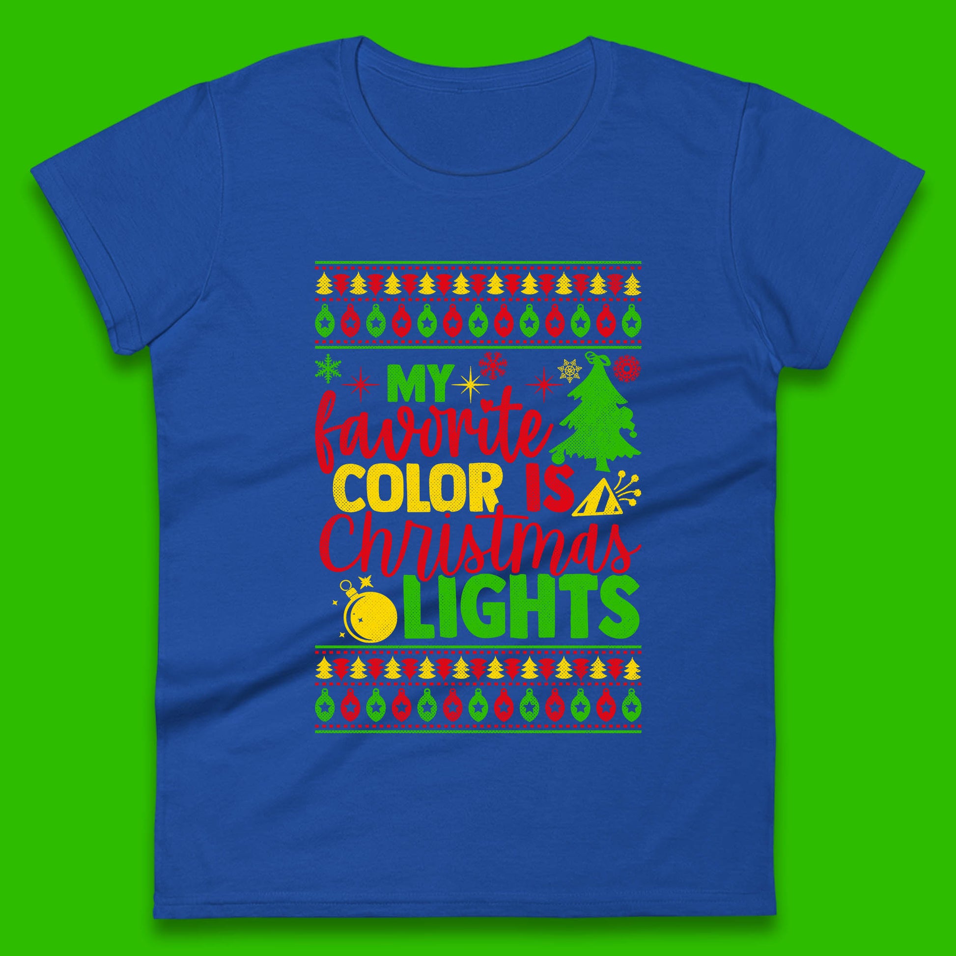 my favorite color is christmas lights womens t shirt