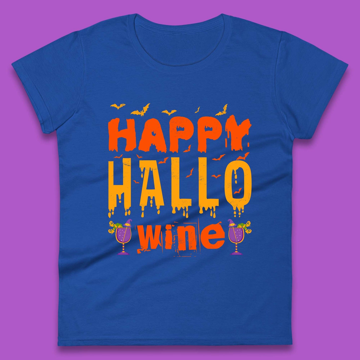 Happy Hallowine Funny Halloween Wine Drinking Party Wine Lover Womens Tee Top