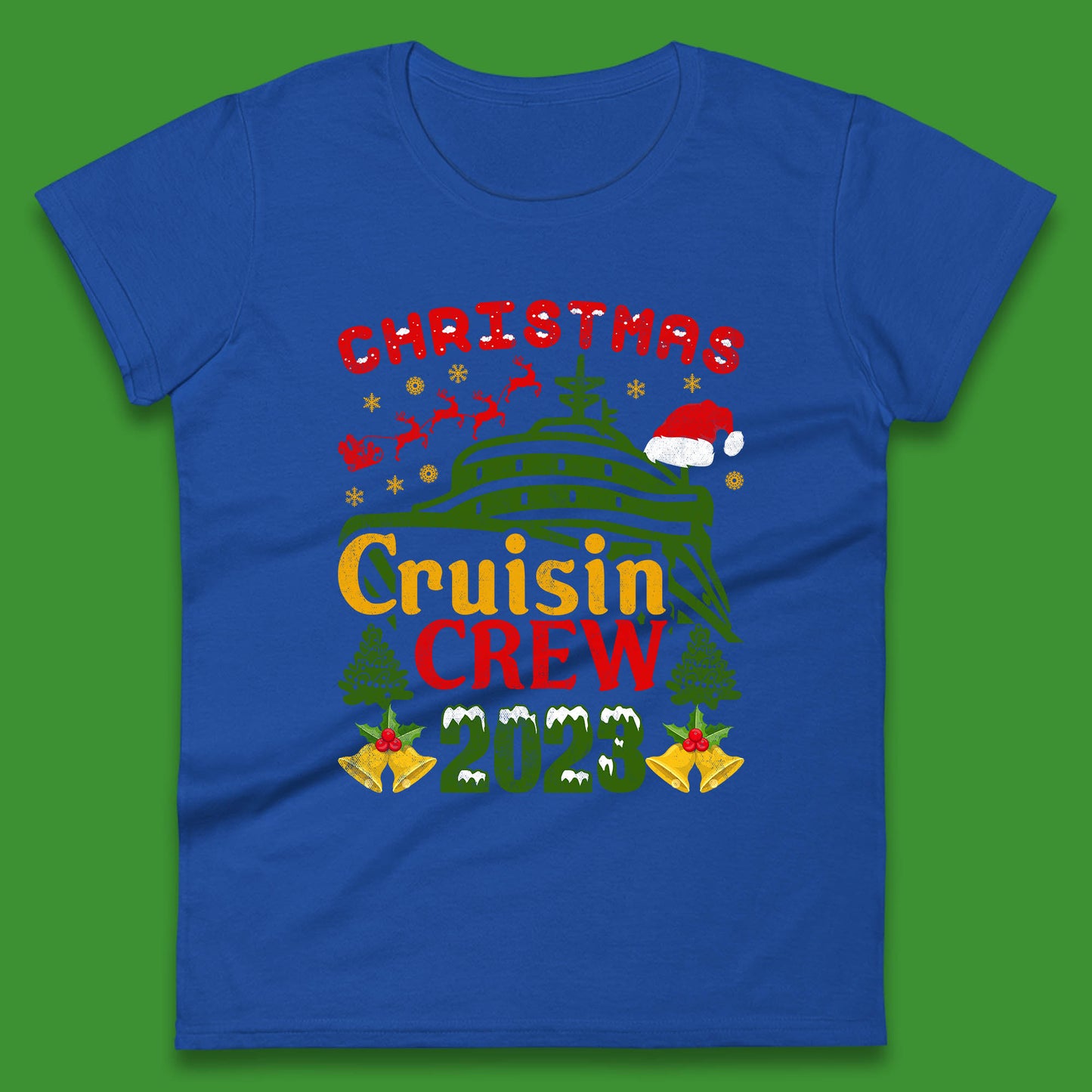 Christmas Cruisin Crew 2023 Xmas Cruise Vacation Cruising Squad Womens Tee Top