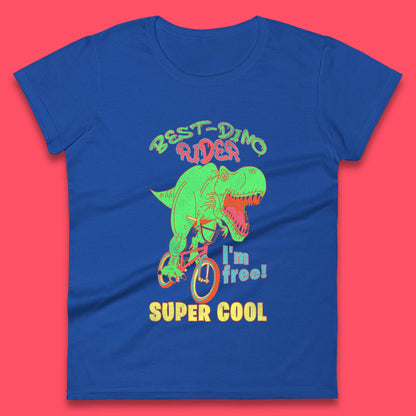 Dinosaur Riding Bicycle Womens T-Shirt