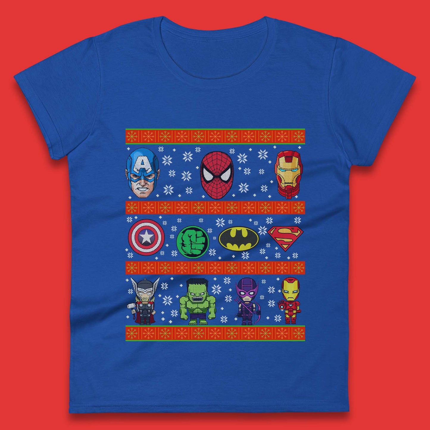 Avengers Superhero Christmas Womens T-Shirt