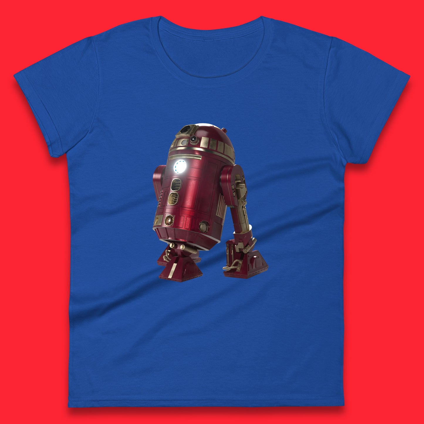 The Iron Man Spoof R2-D2 The Clone Wars Galaxy's Edge Trip R2D2 Ready To Rock Star Wars 46th Anniversary Womens Tee Top