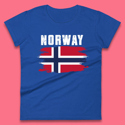 Distressed Norway Flag Kingdom Of Norway Patriotic Norwegian Flag Womens Tee Top