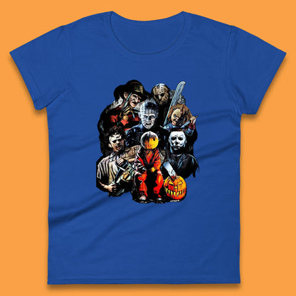 Halloween Horror Movie Characters Friends Halloween Villians Serial Killers Womens Tee Top