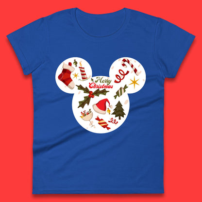 merry christmas disney mickey mouse head womens t shirt