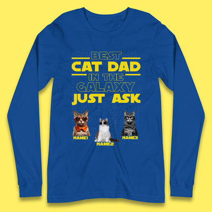 Personalised Best Cat Dad In The Galaxy Long Sleeve T-Shirt