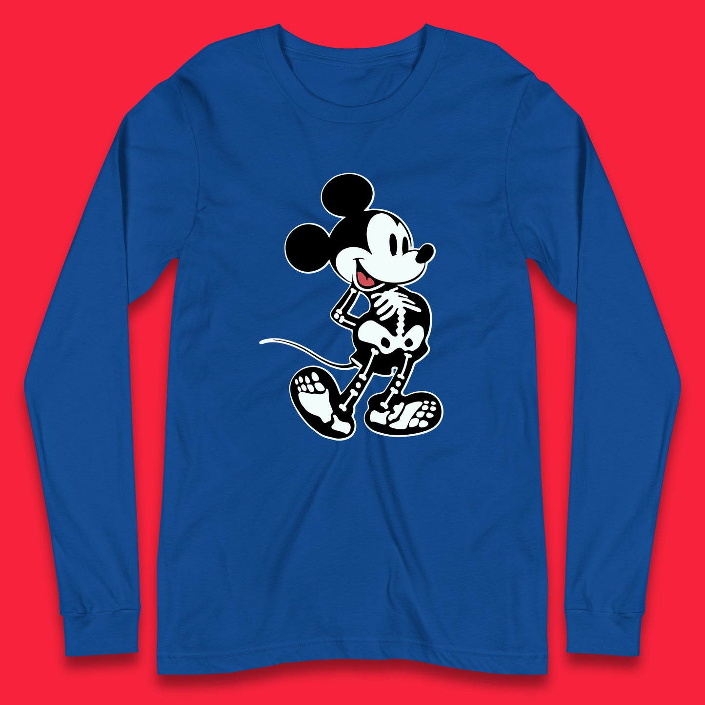 Disney Mickey Mouse Skeleton Funny Horror Scary Cartoon Character Mickey Skull Disneyland Vacation Trip Disney World Long Sleeve T Shirt