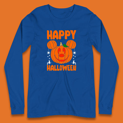 Happy Halloween Disney Mickey Mouse Jack-o-lantern Pumpkin Face Horror Scary Disney Trip Long Sleeve T Shirt