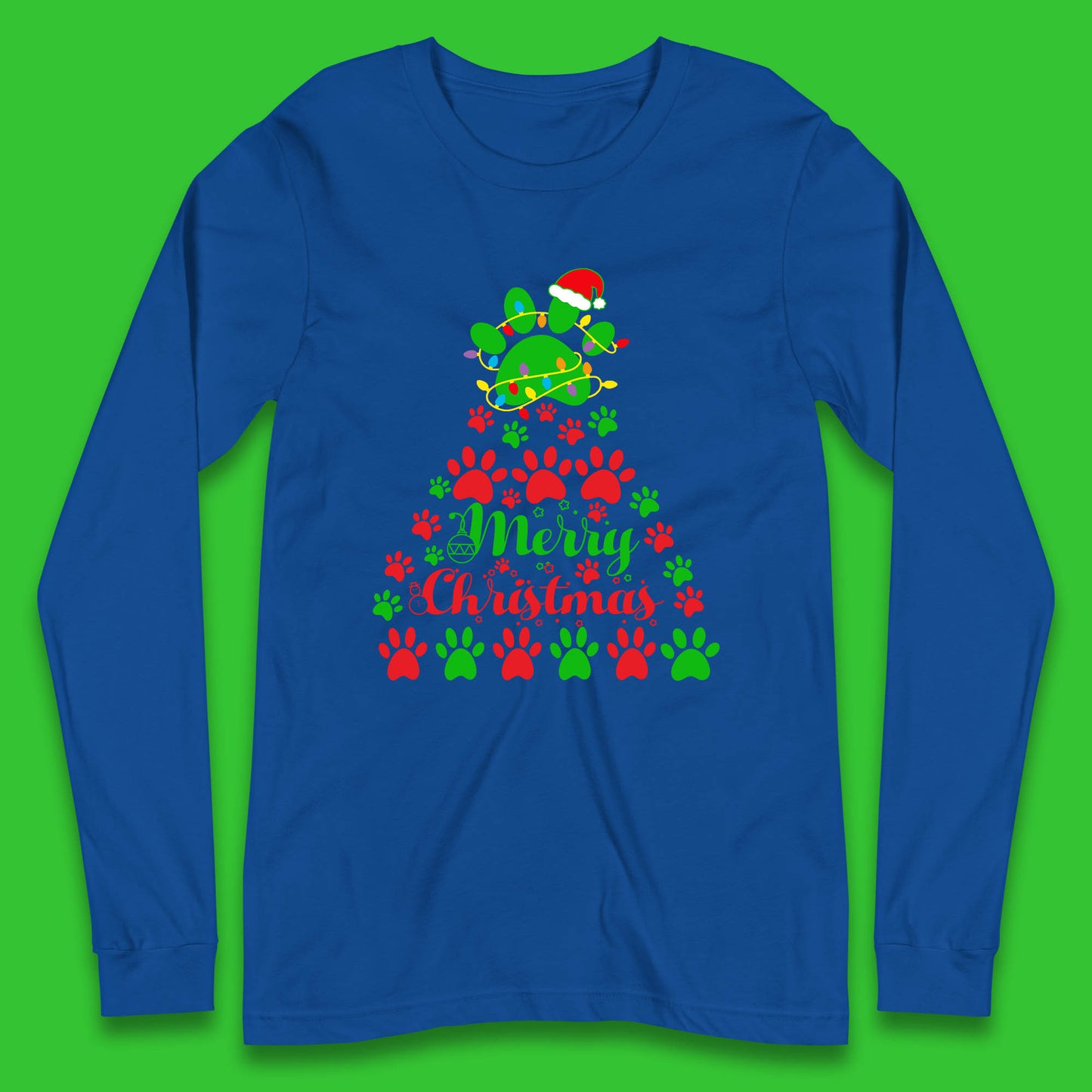 merry christmas paws tree long sleeve t shirt