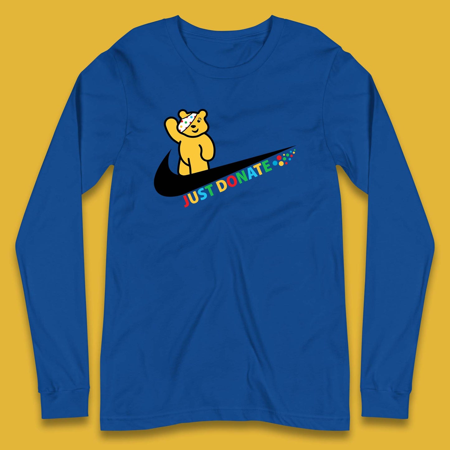 Just Donate Spotty Pudsey Bear Children In Need Fundraising Pudsey Bear Long Sleeve T Shirt