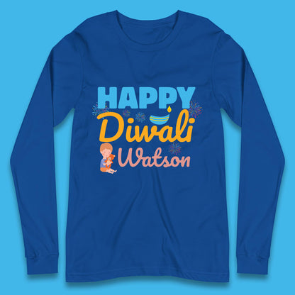 Personalised Happy Diwali Festival Of Lights Your Name Indian Diwali Holiday Celebration Long Sleeve T Shirt