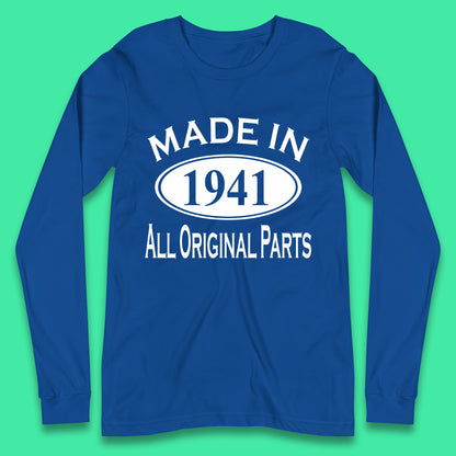 Made In 1941 All Original Parts Vintage Retro 82nd Birthday Funny 82 Years Old Birthday Gift Long Sleeve T Shirt