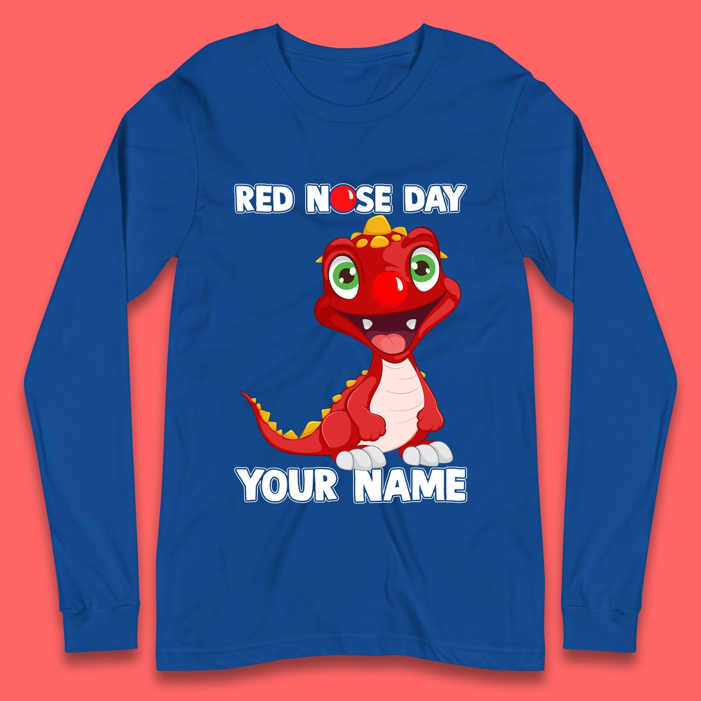 Personalised Red Nose Day Dragon Long Sleeve T-Shirt