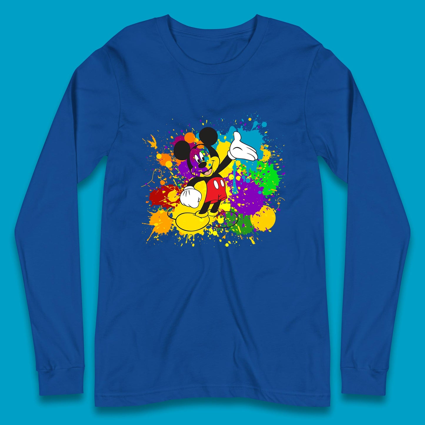 Abstract Paint Splashing On Disney Mickey Mouse Disneyland Trip Long Sleeve T Shirt