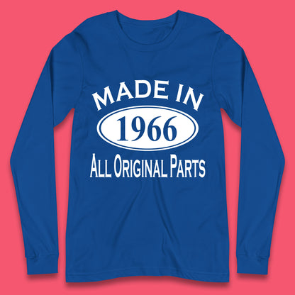 Made In 1966 All Original Parts Vintage Retro 57th Birthday Funny 57 Years Old Birthday Gift Long Sleeve T Shirt