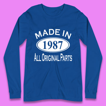 Made In 1987 All Original Parts Vintage Retro 36th Birthday Funny 36 Years Old Birthday Gift Long Sleeve T Shirt